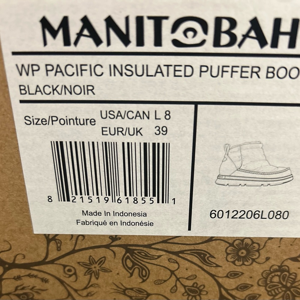 Manitobah Woman’s WP Pacific Insulated Black Pull On Puffer Boots 7, 7.5 or 8 - Picture 11 of 11